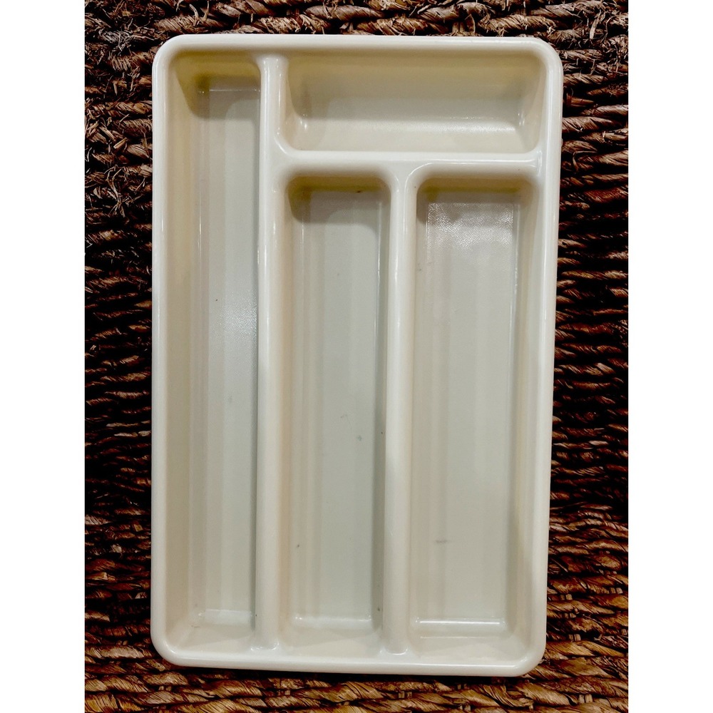 Vintage Rubbermaid Flatware Silverware Utensil Organizer Tray Almond #0522 EUC!